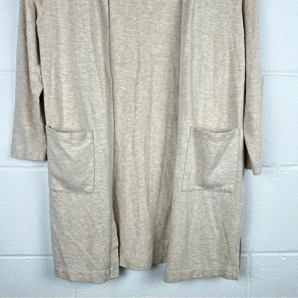 Old Navy Women's Beige Open Front Cardigan Sweater 3/4 Sleeve Pockets‎ Size M - Picture 3 of 7